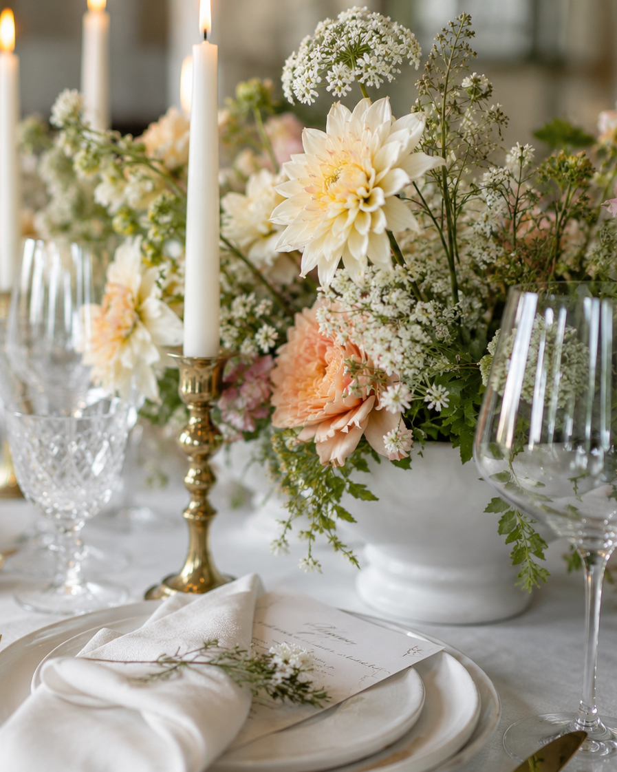 romantic dahlia dinner thrown by fox cottage farm